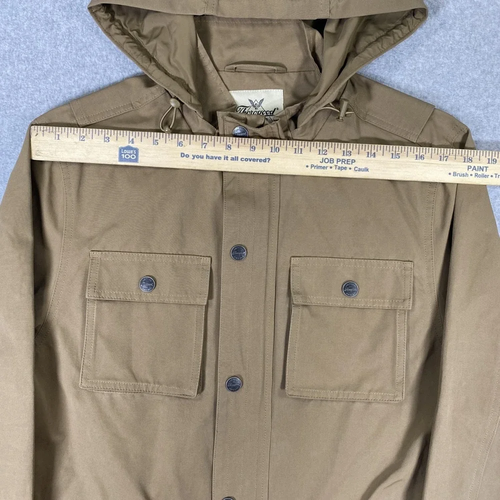 Thorogood Field Jacket Mens MD Tan Hooded Utility Multi-Pocket Workwear Coat